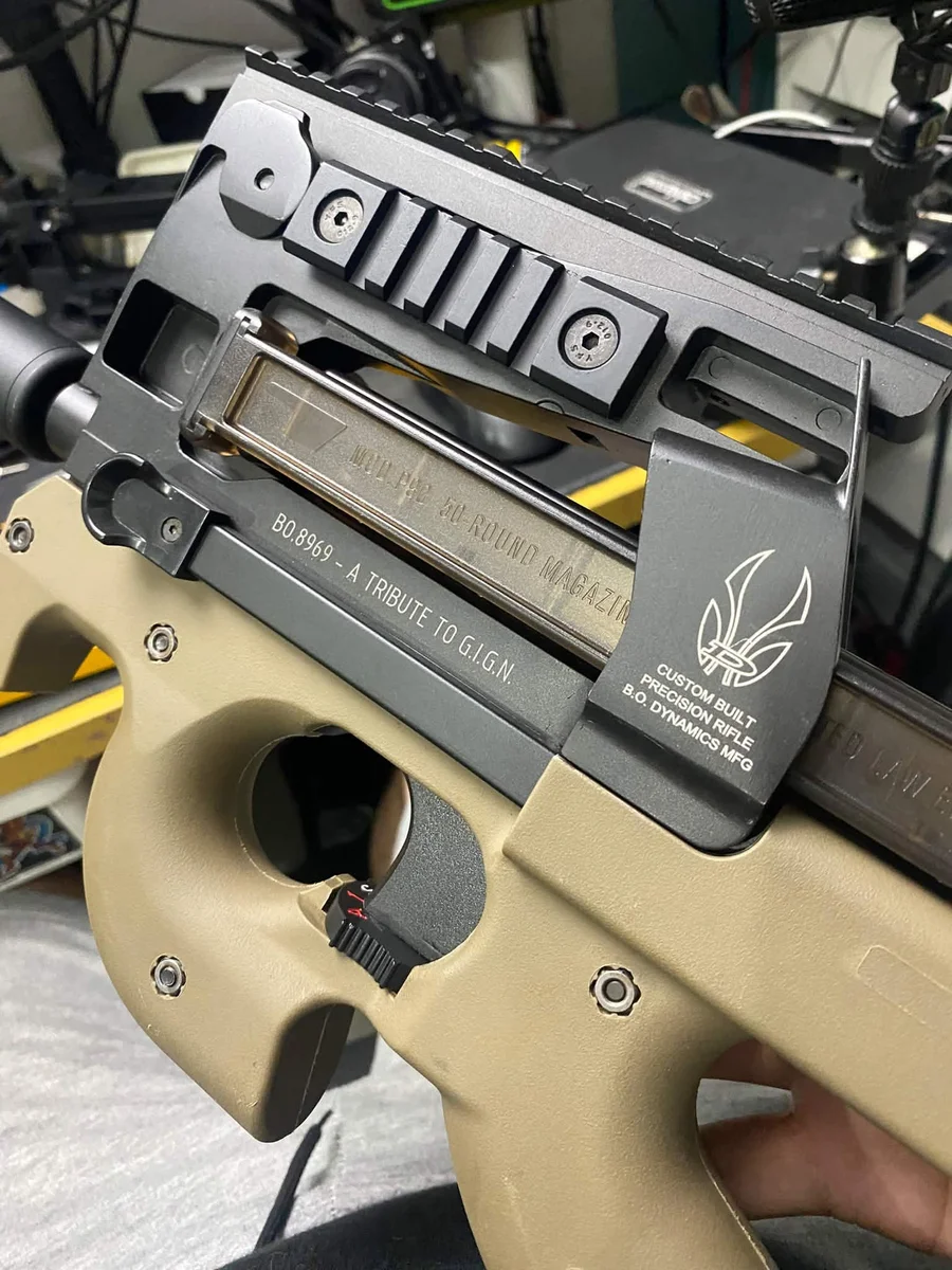 Replacement King Arms FN P90 AEG (M3) upper receiver with limited edition GIGN tribute markings